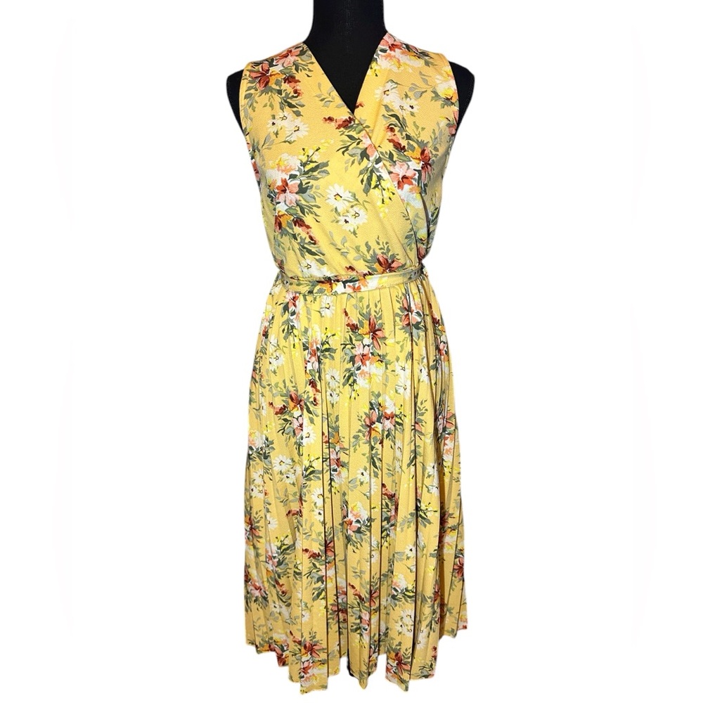 Floral Yellow Wrap Dress